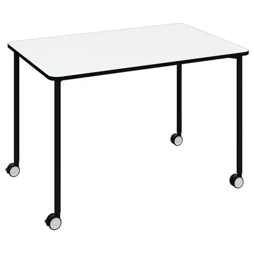 Table roulante FEX OFFICE 116 x 50 cm Blanc pieds noirs montée photo du produit