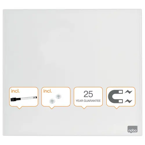 Tableau blanc en verre magnétique - 45 x 45 cm - NOBO photo du produit