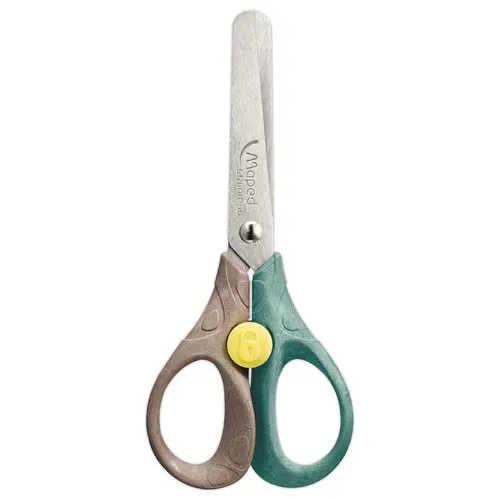 Ciseaux SECURITY 13 cm SMILING PLANET,bouton de sécurité, en bois FSC® photo du produit