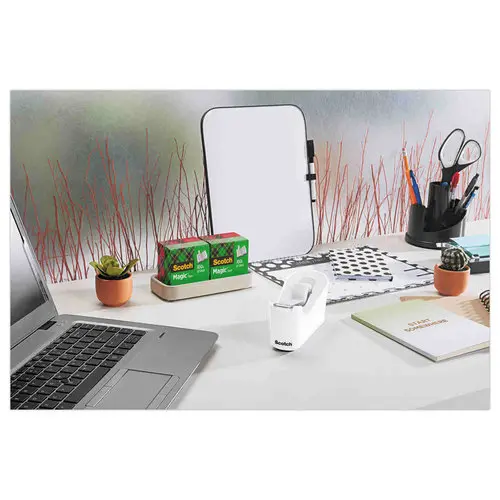 Dévidoir scotch blanc + 1 rouleau Scotch Magic tape 19mm x 33m photo du produit