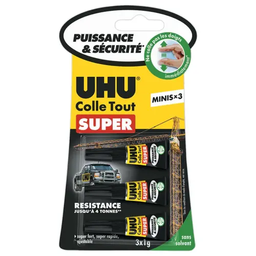 3 Tubes de colle COLLE TOUT SUPER UHU Minis - Gel (3x1g) photo du produit