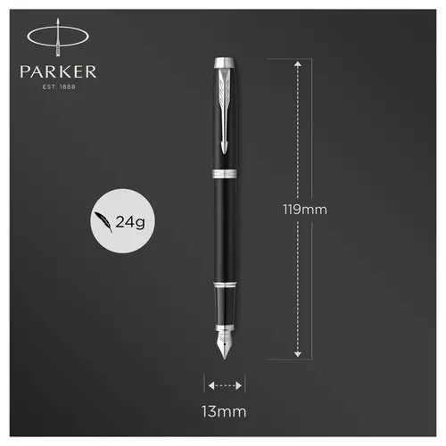Stylo plume IM - Plume moyenne - Noir mat et finitions chrome - Parker photo du produit