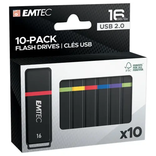 10 Cl&eacute;s USB 2.0 Color&eacute;es Emtec photo du produit