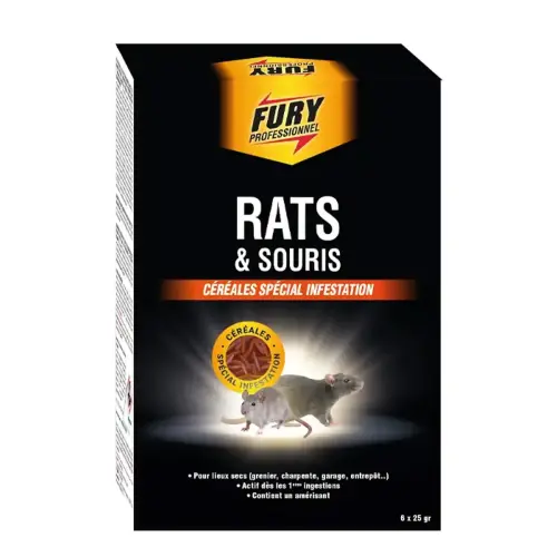7 sachets d'appâts raticide infestation rats et souris - 20 g - Espèces résistantes - FURY photo du produit