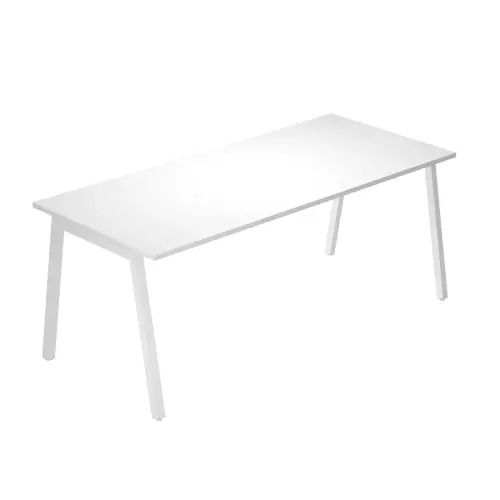 Bureau CAGLIARI - 160 x 80 cm - Blanc et pieds alu photo du produit