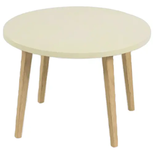 Table basse unie upcyclée beige montée photo du produit