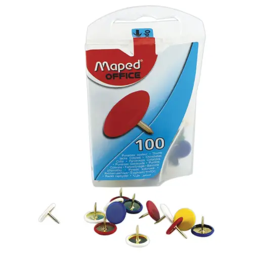 100 Punaises gain&eacute;es couleurs assorties diam. 9mm photo du produit