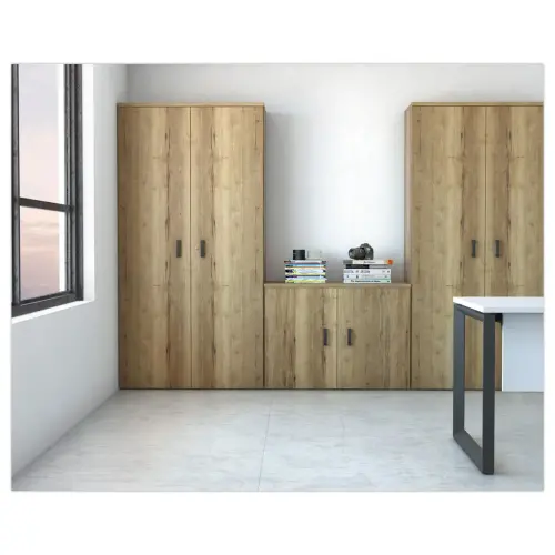 Armoire haute - 2 portes - 197 x 80 x 42 cm - Chêne veiné photo du produit