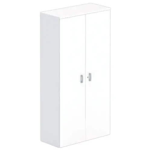 Armoire haute m&eacute;lamine 2 portes 197x100x42cm blanc photo du produit