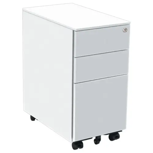 Caisson mobile métallique SLIM L30 cm 2+1 tiroirs blanc photo du produit