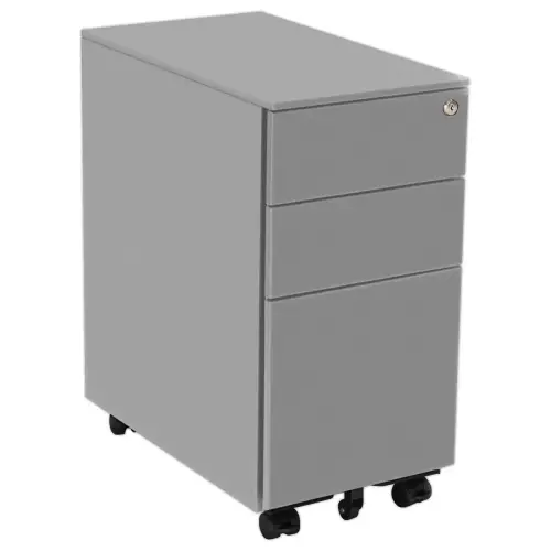 Caisson mobile m&eacute;tallique SLIM L30 cm 2+1 tiroirs alu photo du produit