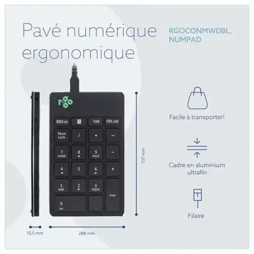 Pavé numérique filaire R-GO photo du produit