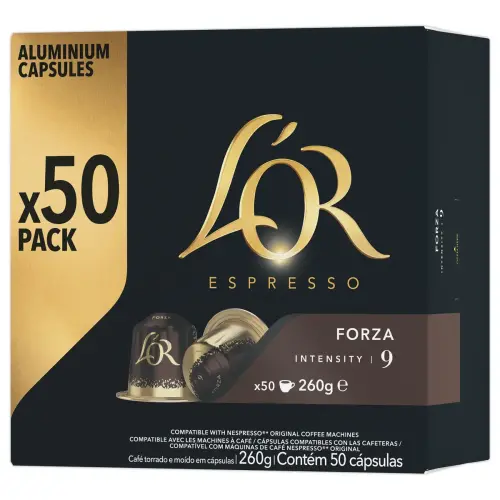 50 Capsules de caf&eacute; L'OR Espresso Forza - Compatible Nespresso photo du produit