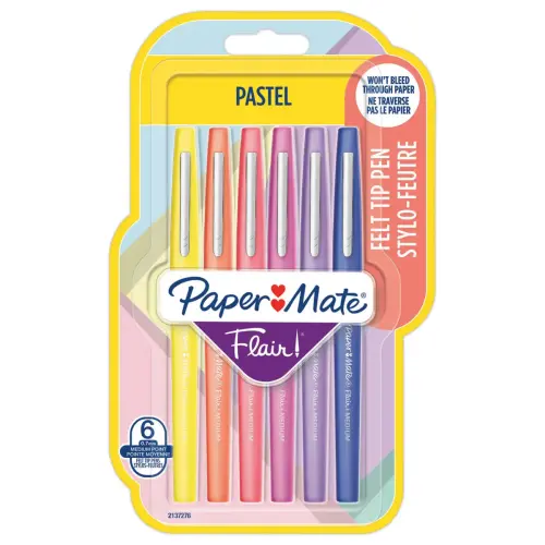 6 Feutres Flair pastel- Ecriture moyenne - PAPERMATE photo du produit