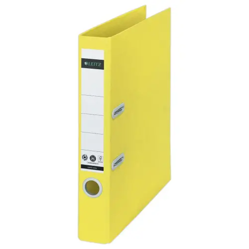 Classeurs à levier 180° Recyclé A4 - Dos 5 cm - jaune - Leitz photo du produit