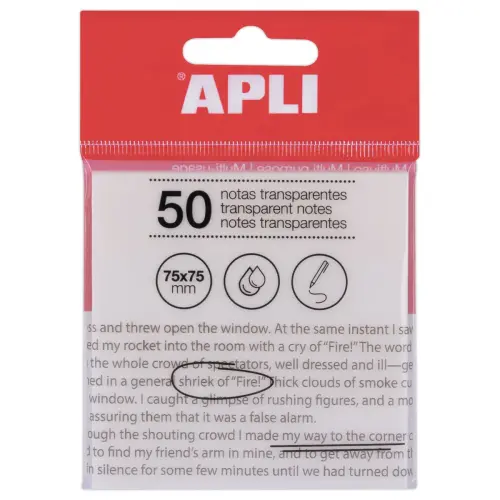 Paquet 50 feuilles de notes adh&eacute;sives transparentes 75x75 mm blanc photo du produit