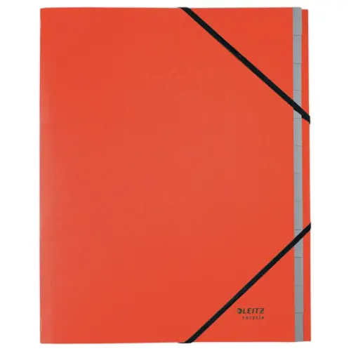 Trieur avec élastiques Leitz 12 touches - 100% recyclé - Rouge photo du produit