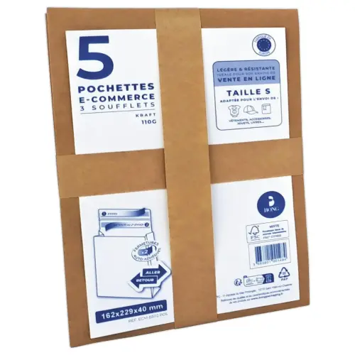 5 Pochettes réutilisables kraft 162X229X40 120g photo du produit