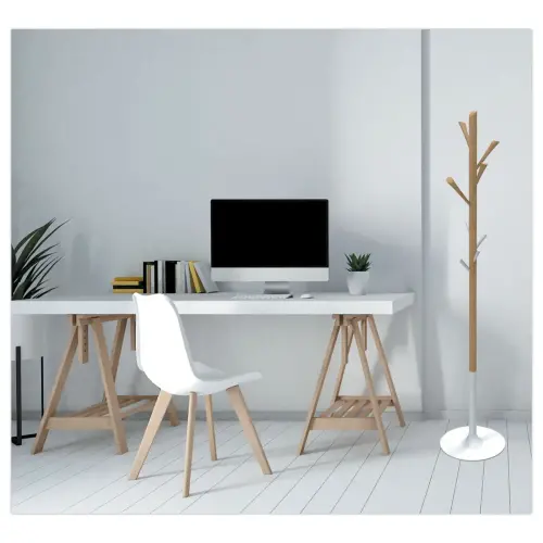 Portemanteau Tree bois/blanc 8 pat&egrave;res photo du produit
