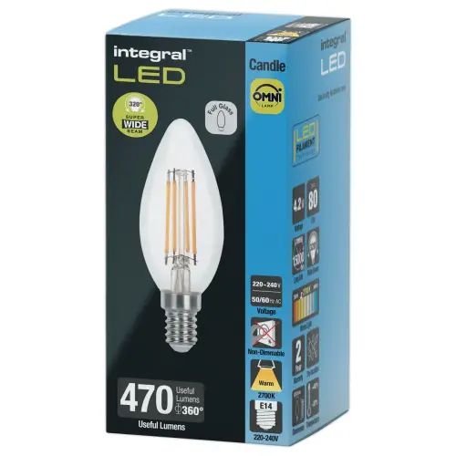 Ampoule LED flamme E14 4,2W 470LM 2700K claire photo du produit