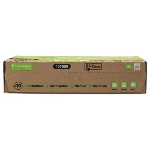 10 bobines thermiques 80x72mm - 76m - 48g/m2 photo du produit