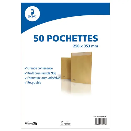 50 Pochettes kraft  90gr - 250x353 mm photo du produit