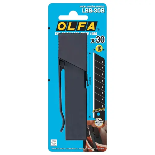 30 Lames pour cutter - lames s&eacute;cables noires de 18 mm photo du produit