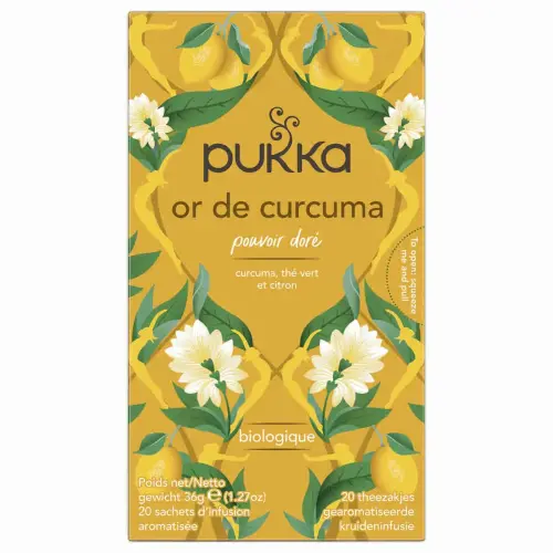 Boite de 20 sachets d'infusions Pukka or curcuma bio photo du produit