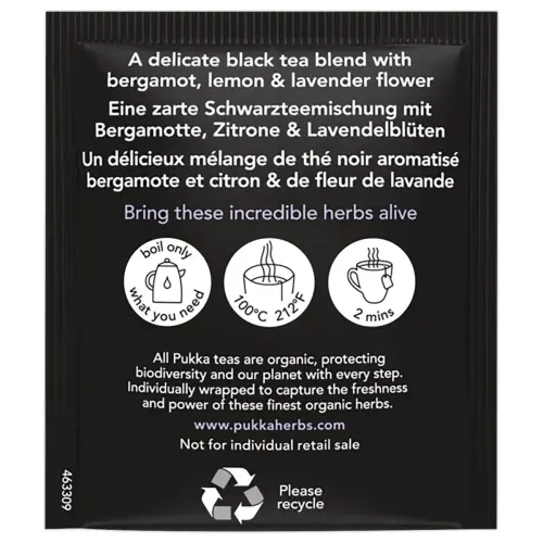 20 Sachets de thé Bio Gorgeous - Thé noir Earl Grey - PUKKA photo du produit