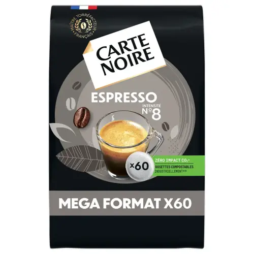 60 Dosettes de caf&eacute; Carte Noire Expresso n&deg; 8 - Compatibles Senseo photo du produit