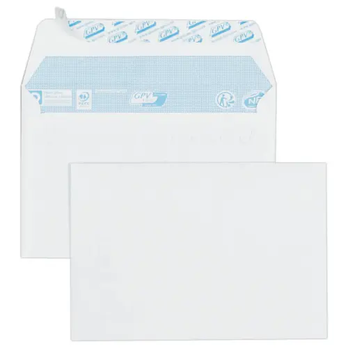 Boite de 50 enveloppes blanches C6 114x162 80 g  bande siliconée photo du produit