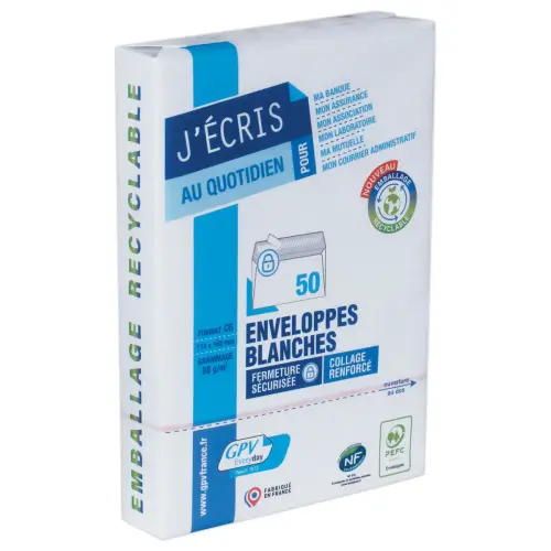 50 Enveloppes blanches C6 114x162 80 g bande siliconée photo du produit