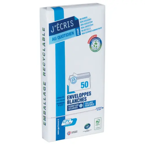 50 Enveloppes blanches DL 110x220 80 g bande siliconée photo du produit
