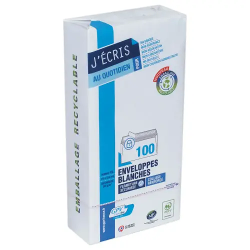 100 Enveloppes blanches DL 110x220 - 80g - bande siliconée - GPV EVERY DAY photo du produit