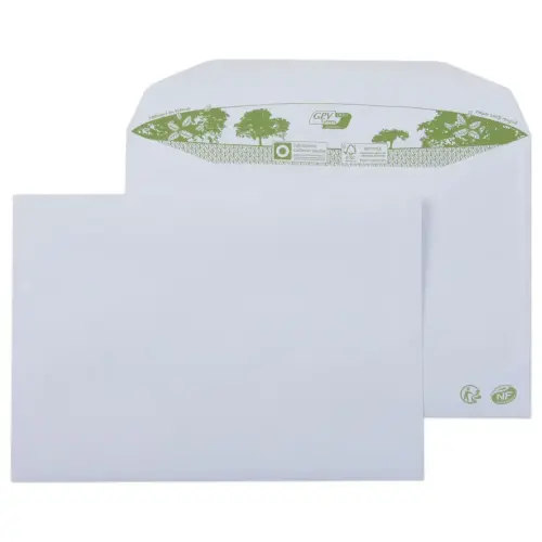 500 Enveloppes MSPA extra blnches 162x229 mm 100% recycl 80g bande gommée photo du produit