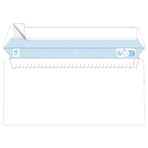 500 Enveloppes blanches 110x220 mm 75g fen&ecirc;tre 35x100 bande silicon&eacute;e photo du produit