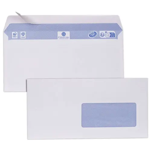 500 Enveloppes blanches 110x220 fen&ecirc;tre 45x100 80 g bande silicon&eacute;e photo du produit