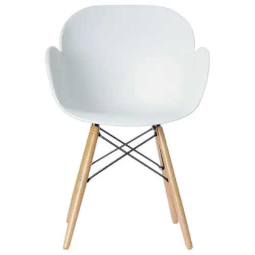 2 Fauteuils PETALES pied hêtre assise blanche photo du produit