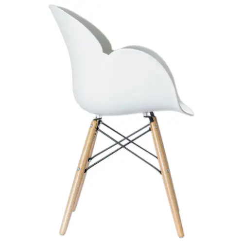 2 Fauteuils PETALES pied hêtre assise blanche photo du produit