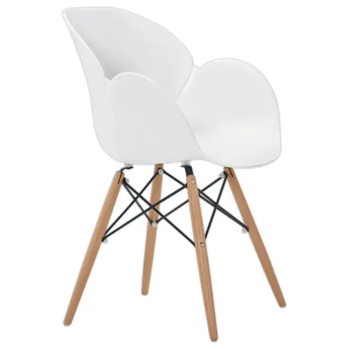 2 Fauteuils PETALES pied hêtre assise blanche photo du produit