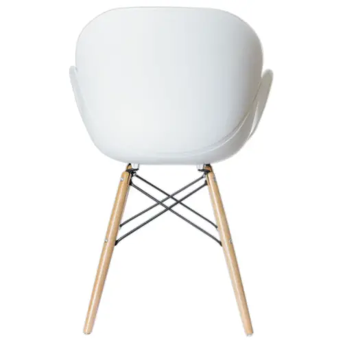 2 Fauteuils PETALES pied h&ecirc;tre assise blanche mont&eacute;s photo du produit