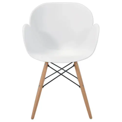 2 Fauteuils PETALES pied h&ecirc;tre assise blanche mont&eacute;s photo du produit