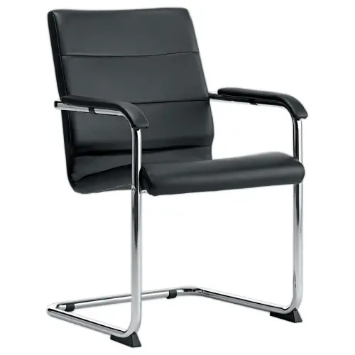 2 Siège visiteur simili pieds luge noir photo du produit