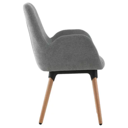 2 Fauteuils Tissu gris 4 pieds bois vernis montés photo du produit