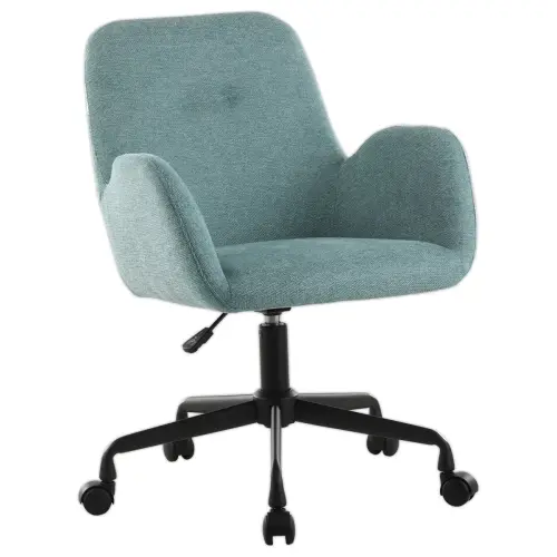 2 Fauteuils Tissu bleu clair piétement àroulettes montés photo du produit