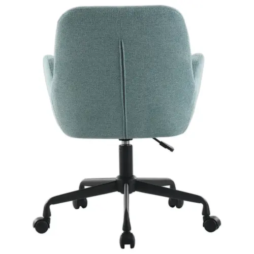 2 Fauteuils Tissu bleu clair piétement àroulettes montés photo du produit