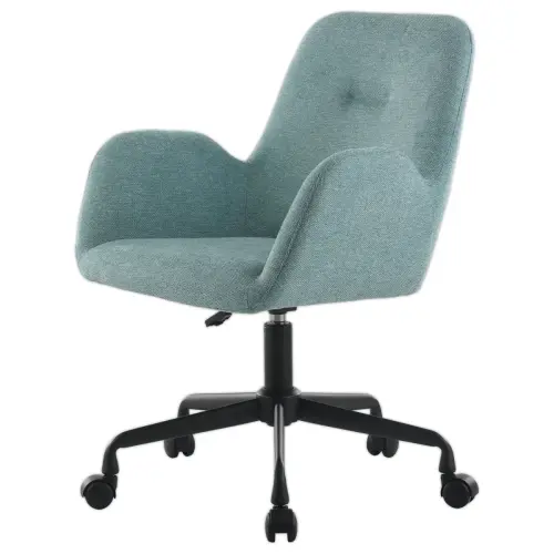 2 Fauteuils Tissu bleu clair piétement àroulettes montés photo du produit