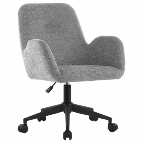 2 Fauteuils Tissu gris pi&eacute;tement &agrave; roulettes mont&eacute;s photo du produit