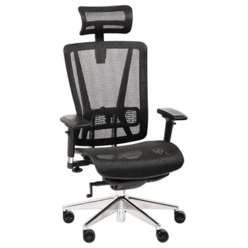Siège synchrone VASEA tétiere accot soutien lombaire noir résille photo du produit