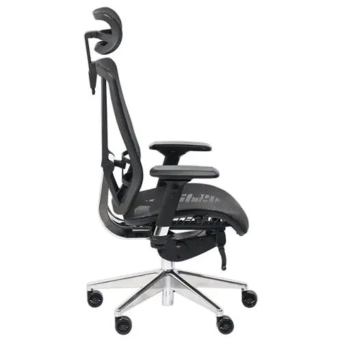 Si&egrave;ge synchrone VASEA t&eacute;tiere accot soutien lombaire noir r&eacute;sille photo du produit